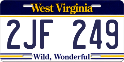 WV license plate 2JF249