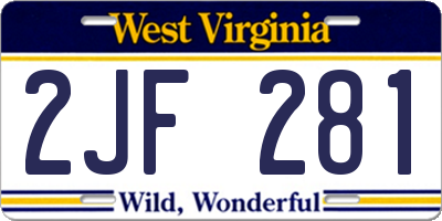 WV license plate 2JF281