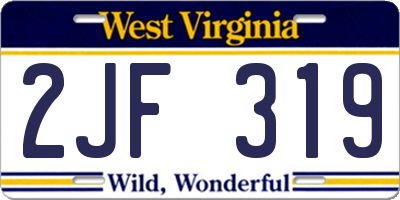 WV license plate 2JF319