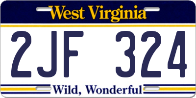 WV license plate 2JF324