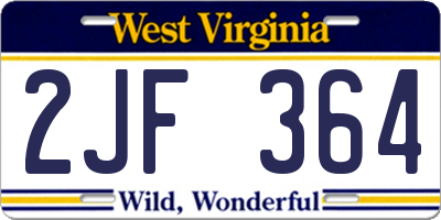 WV license plate 2JF364