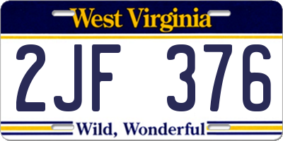 WV license plate 2JF376