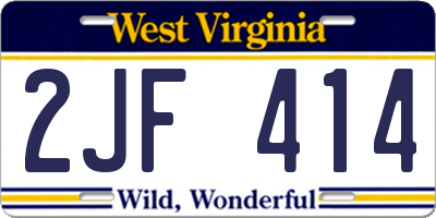 WV license plate 2JF414
