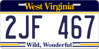 WV license plate 2JF467