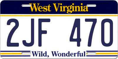 WV license plate 2JF470