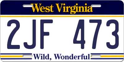 WV license plate 2JF473