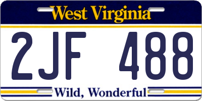 WV license plate 2JF488
