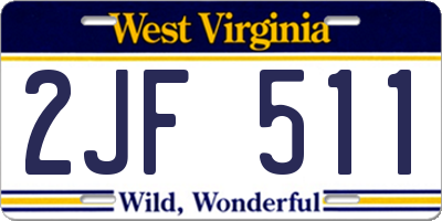 WV license plate 2JF511