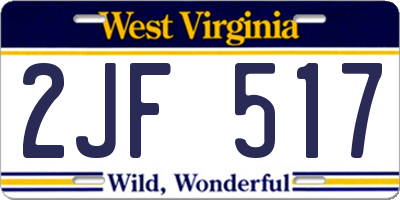 WV license plate 2JF517