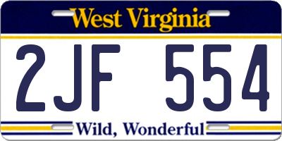 WV license plate 2JF554