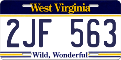 WV license plate 2JF563