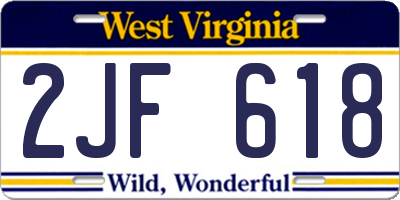 WV license plate 2JF618