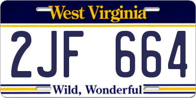 WV license plate 2JF664