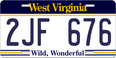 WV license plate 2JF676