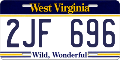 WV license plate 2JF696