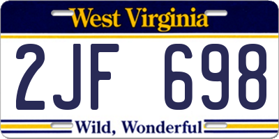 WV license plate 2JF698