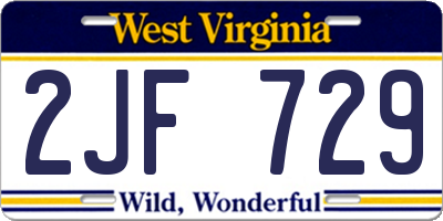 WV license plate 2JF729