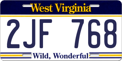WV license plate 2JF768