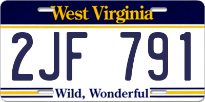 WV license plate 2JF791