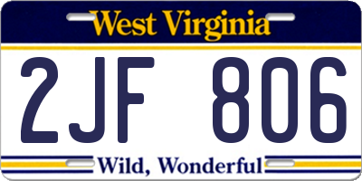 WV license plate 2JF806