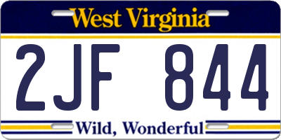 WV license plate 2JF844
