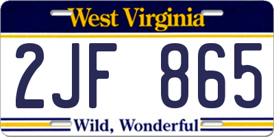 WV license plate 2JF865