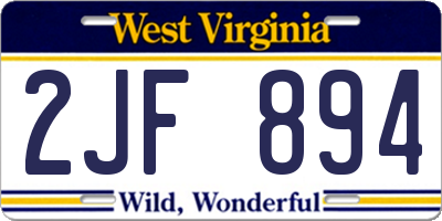 WV license plate 2JF894