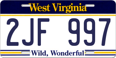 WV license plate 2JF997