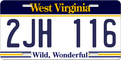 WV license plate 2JH116