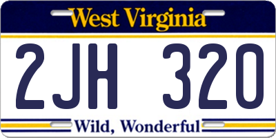WV license plate 2JH320