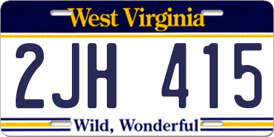 WV license plate 2JH415