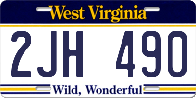 WV license plate 2JH490