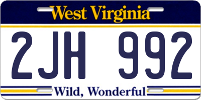 WV license plate 2JH992