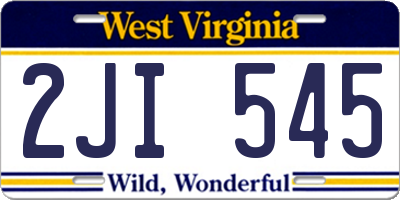 WV license plate 2JI545
