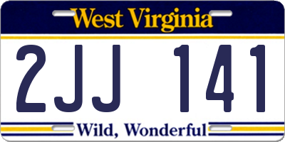 WV license plate 2JJ141