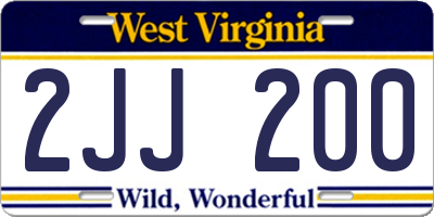 WV license plate 2JJ200