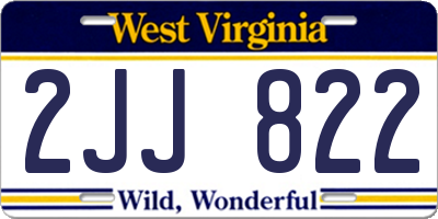 WV license plate 2JJ822