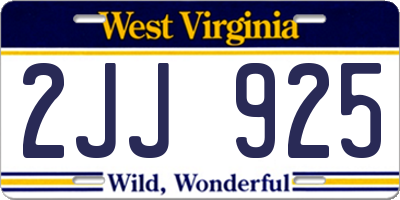 WV license plate 2JJ925
