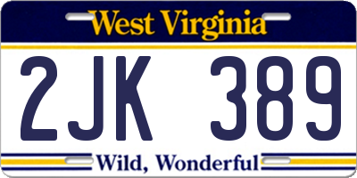 WV license plate 2JK389