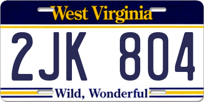 WV license plate 2JK804