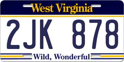 WV license plate 2JK878