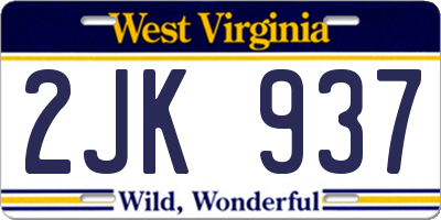 WV license plate 2JK937