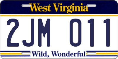WV license plate 2JM011