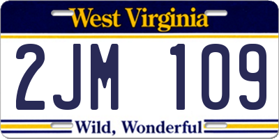 WV license plate 2JM109