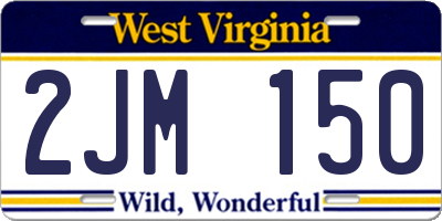 WV license plate 2JM150
