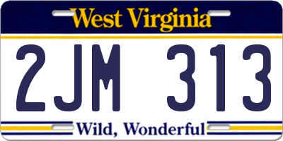 WV license plate 2JM313