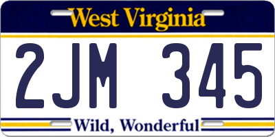 WV license plate 2JM345