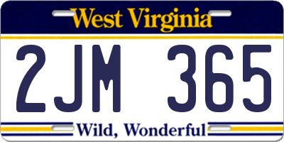 WV license plate 2JM365