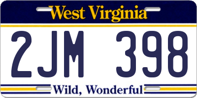 WV license plate 2JM398