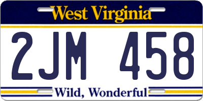 WV license plate 2JM458